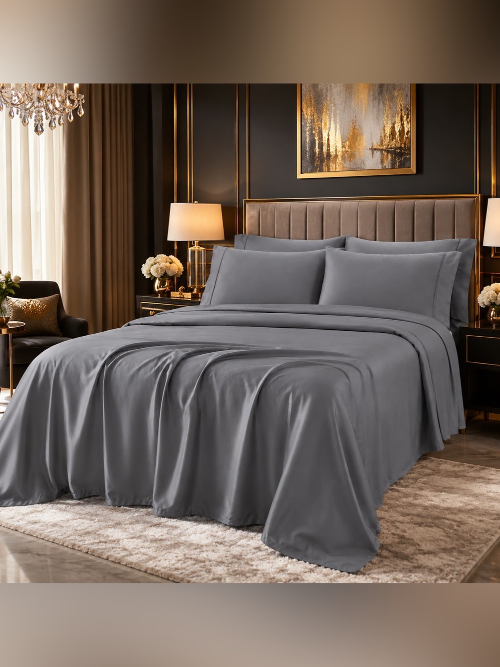 Queen 400TC Egyptian Cotton Queen Sheet Set - Gray